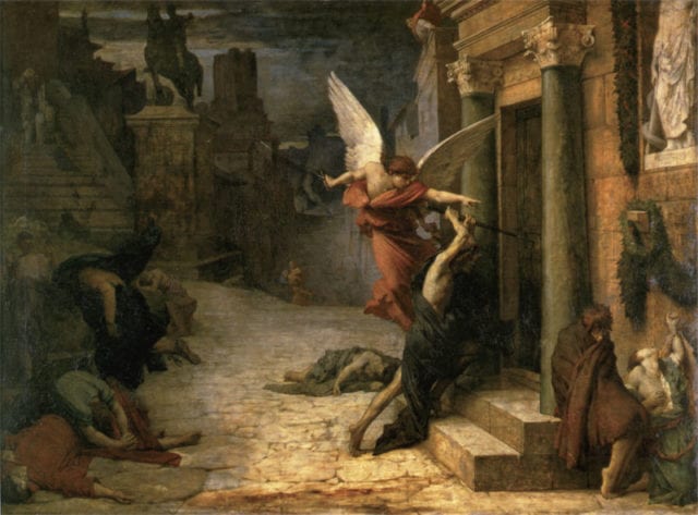 法国画家居勒-埃里．德洛内（Jules Elie Delaunay，1828～1891），〈被瘟疫侵袭的罗马城〉（Peste à Rome），1869年作，巴黎奥塞美术馆藏。（艺术復兴中心提供）